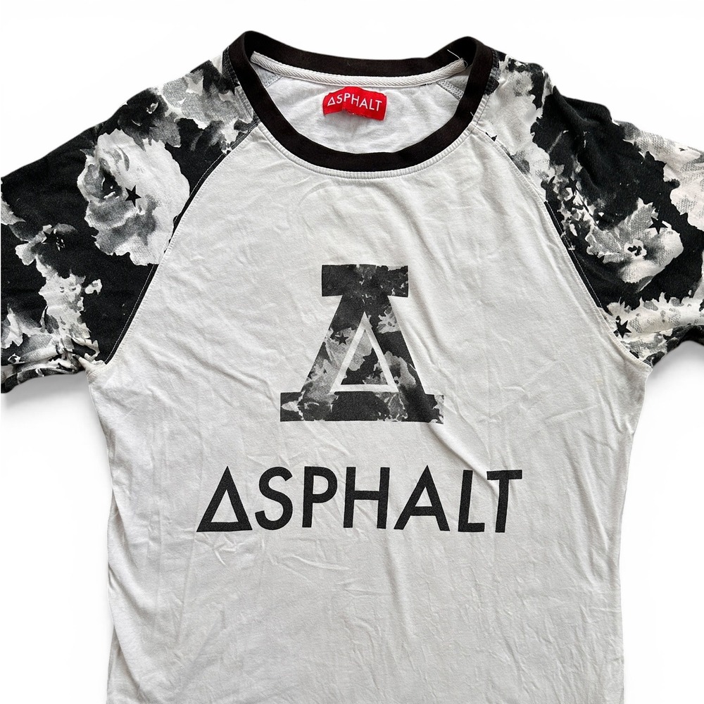 Asphalt‎ Yacht Club Raglan Shirt Mens Large White Black Fair Floral Star Graphic